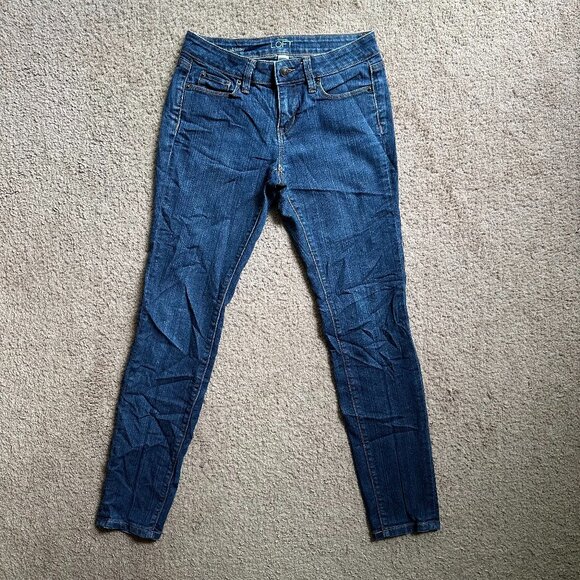 Ann Taylor Loft Jeans Womens 2 Petite 28x28 Modern Skinny Mid Rise Blue Denim - Picture 2 of 14